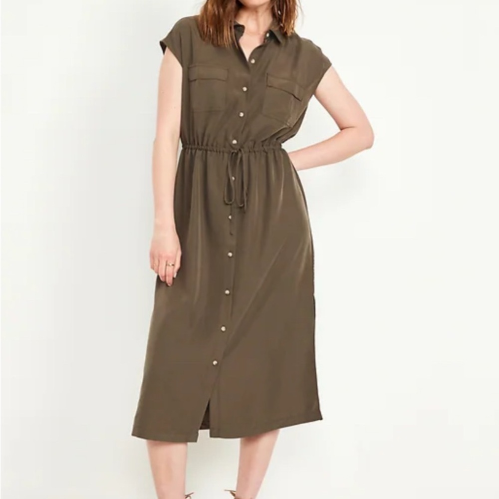 Old Navy Waist Defined Utility Midi Dress